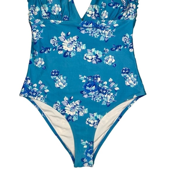 Cupshe Royal Elegance Blue Floral One Piece Swimsuit Size Medium - Picture 5 of 7